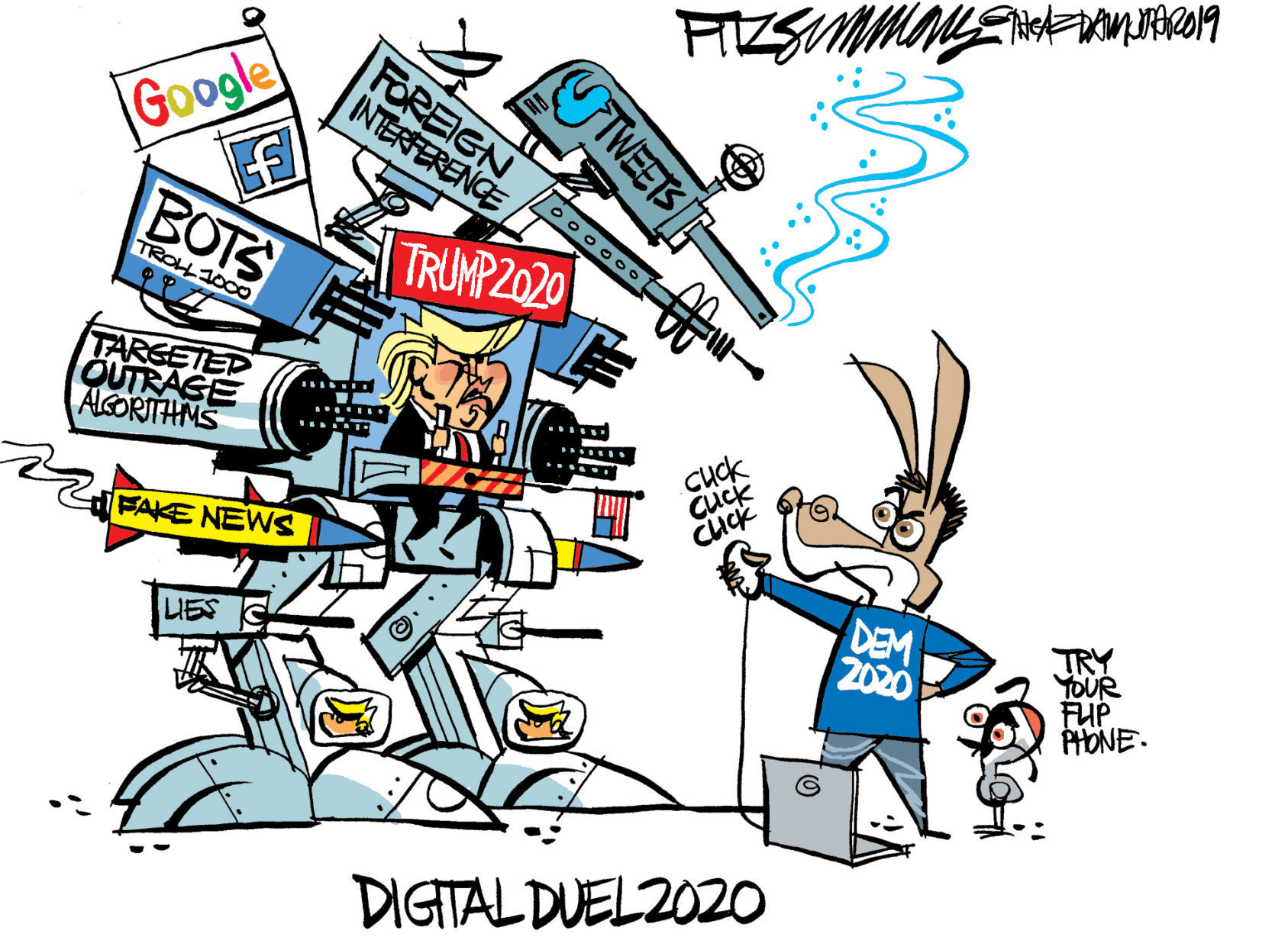 Daily Fitz Cartoon: Digital Duel 2020